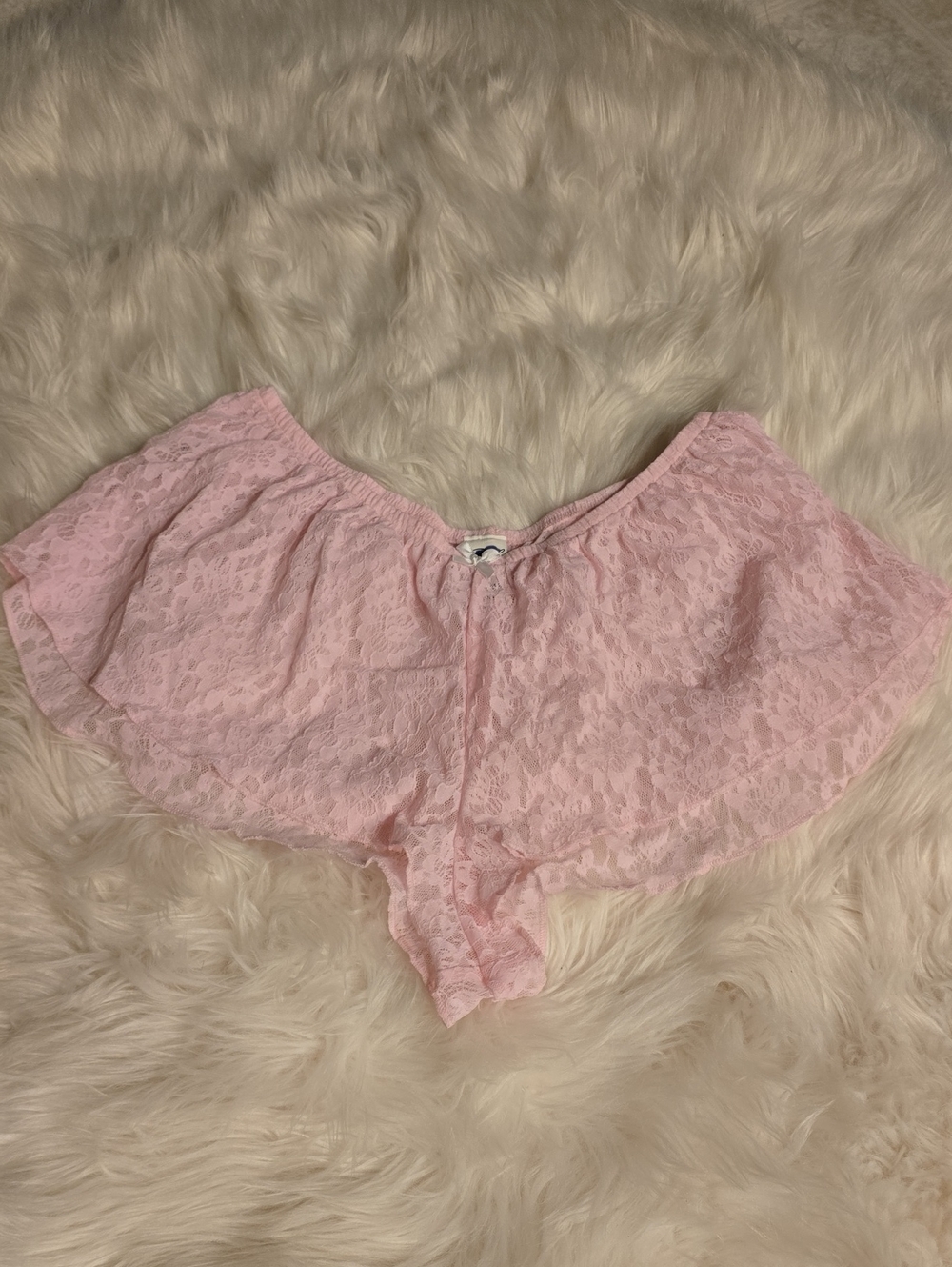 PINK x Frankies Bikinis Meadow Lace Mini Shorts Pink SIZE S